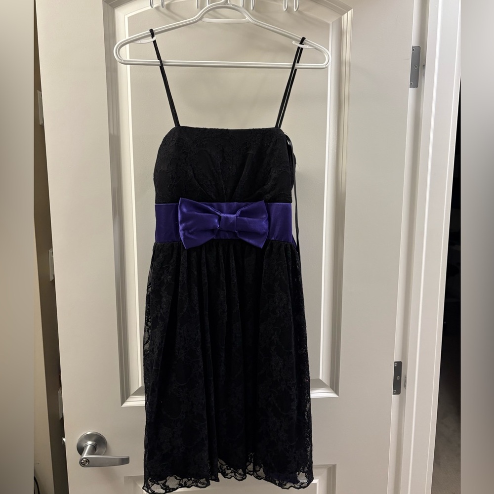 Elegant Black and Purple Prom Dress